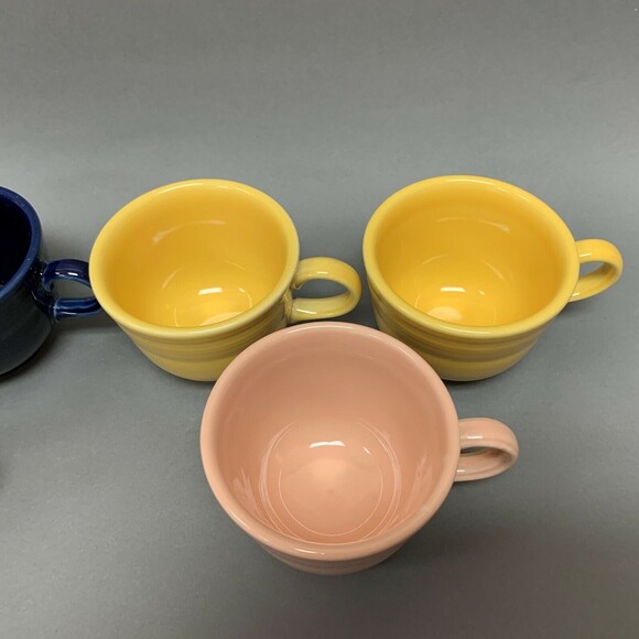 Homer Laughlin HLC LLD SSC Fiesta Cups Yellow Blue Purple Peach Lot of 6 - Picture 4 of 9